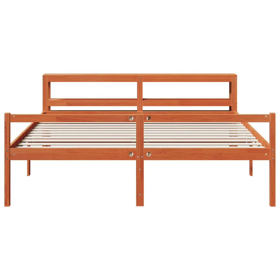 Bedframe met hoofdeinde 2 pcs Wasbruin Massief Vurenhout