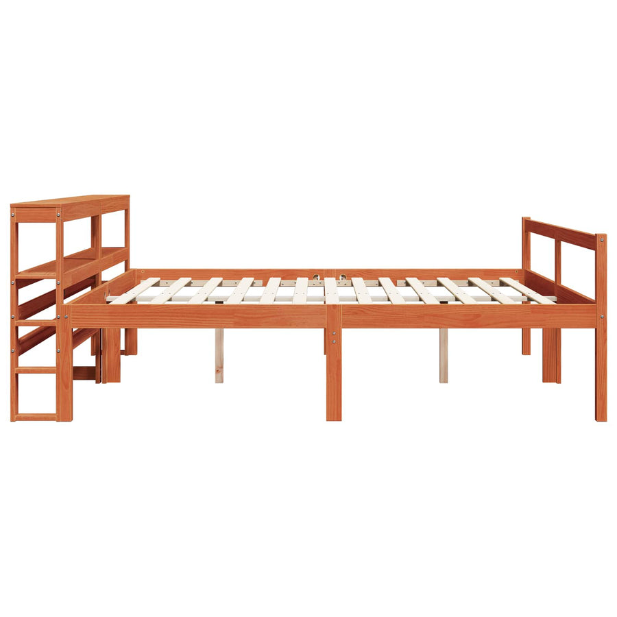 Bedframe met hoofdeinde 2 pcs Wasbruin Massief Vurenhout