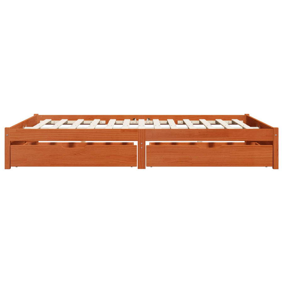 Bedframe met lade Wasbruin 160 x 200 cm Massief Vurenhout