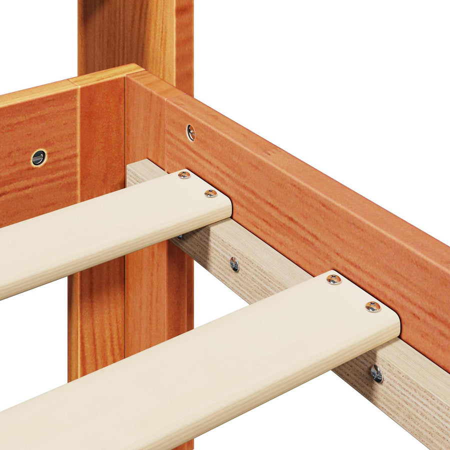 Bedframe met hoofdeinde 2 pcs Wasbruin Massief Vurenhout
