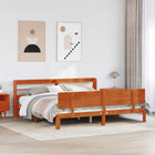 Bed frame with headboard 2 pcs Washed brown Solid spruce wood