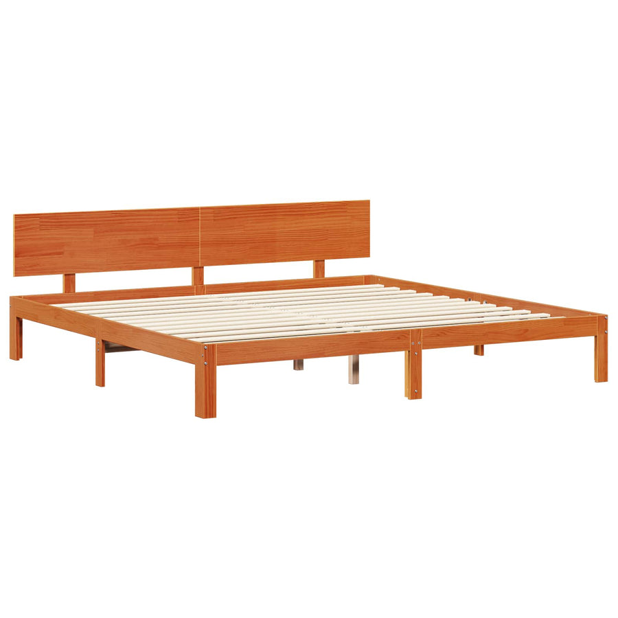 Bedframe met hoofdeinde 2 pcs Wasbruin Massief Vurenhout