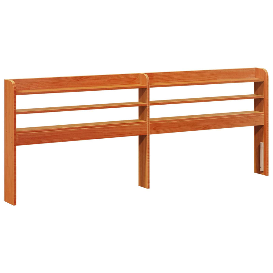 Bedframe met hoofdeinde 2 pcs Wasbruin Massief Vurenhout