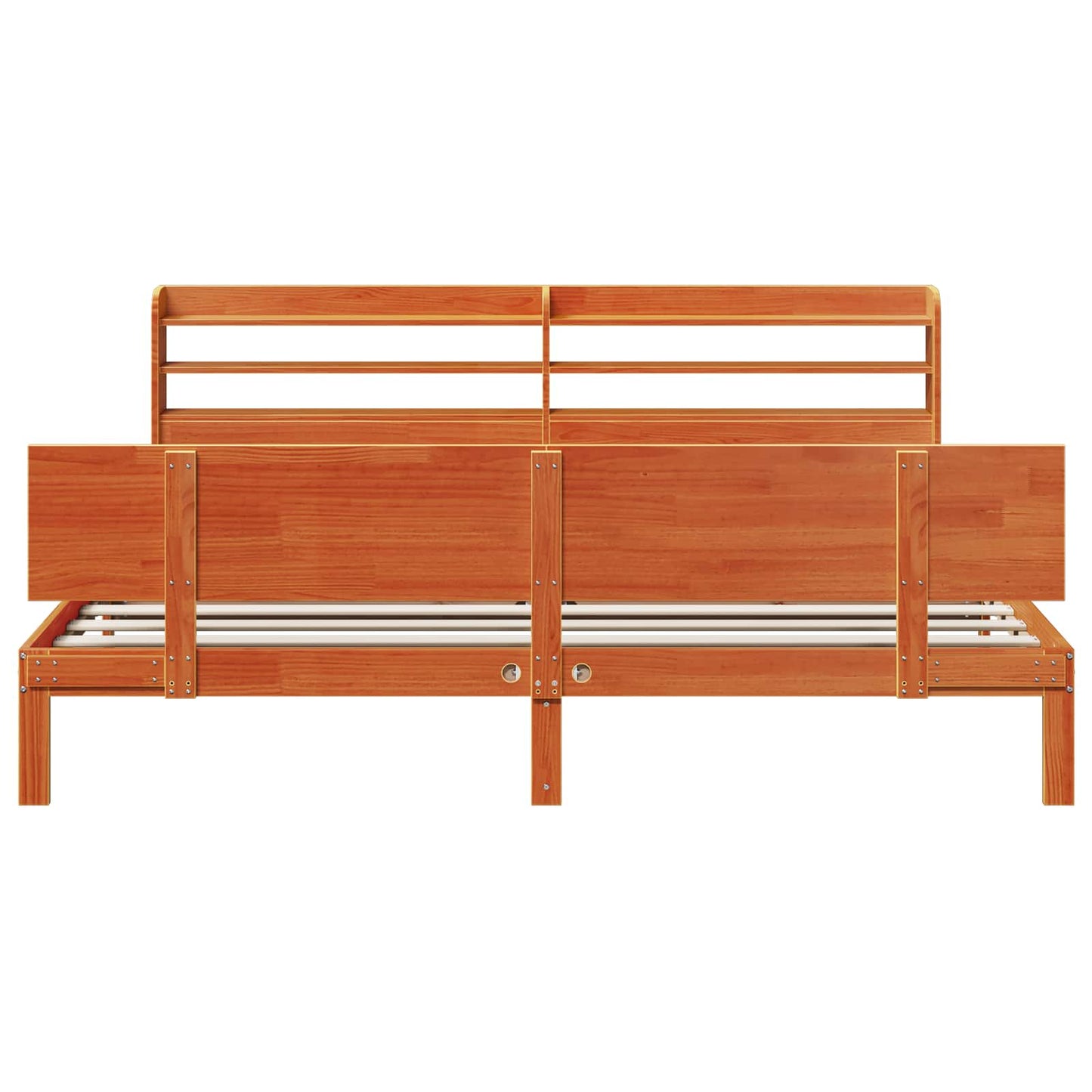 Bedframe met hoofdeinde 2 pcs Wasbruin Massief Vurenhout