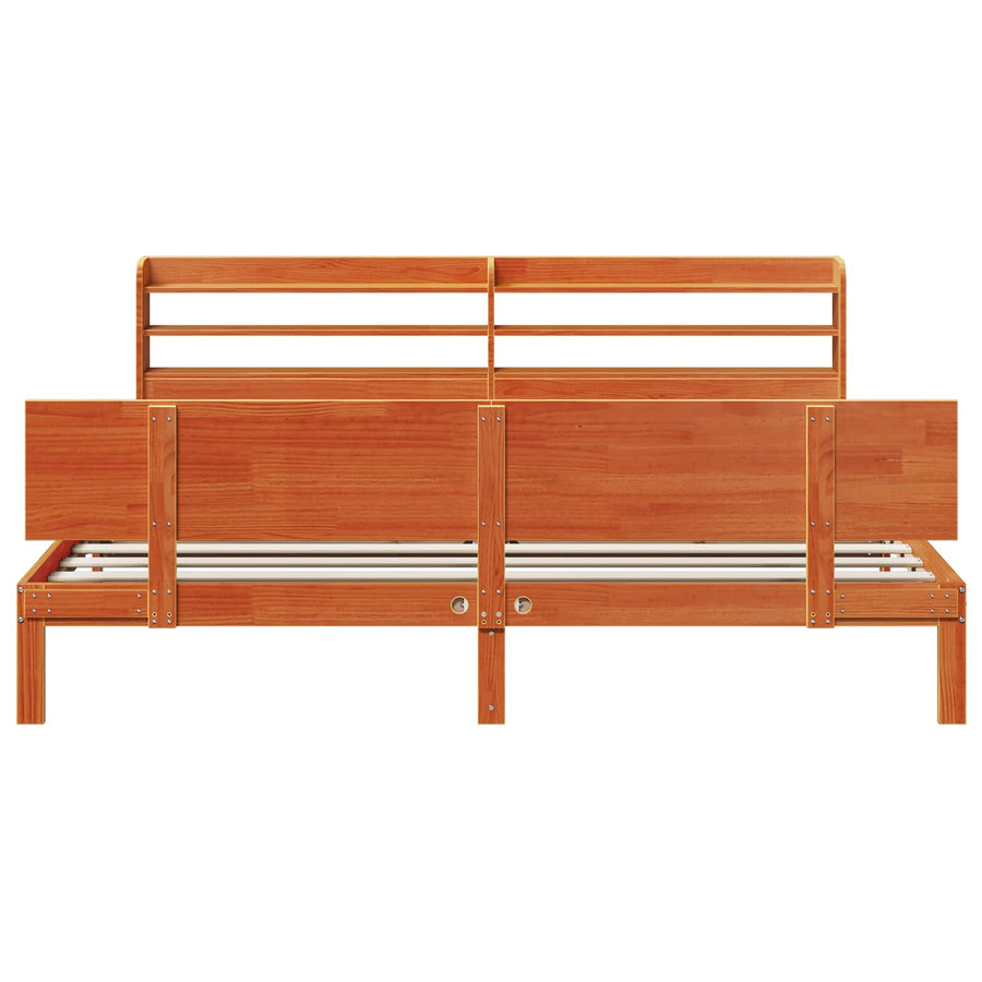 Bedframe met hoofdeinde 2 pcs Wasbruin Massief Vurenhout
