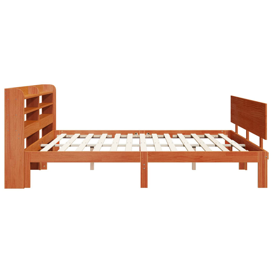Bedframe met hoofdeinde 2 pcs Wasbruin Massief Vurenhout