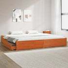 Bed frame with drawer Waxed Brown 180 x 200 cm Solid Spruce Wood