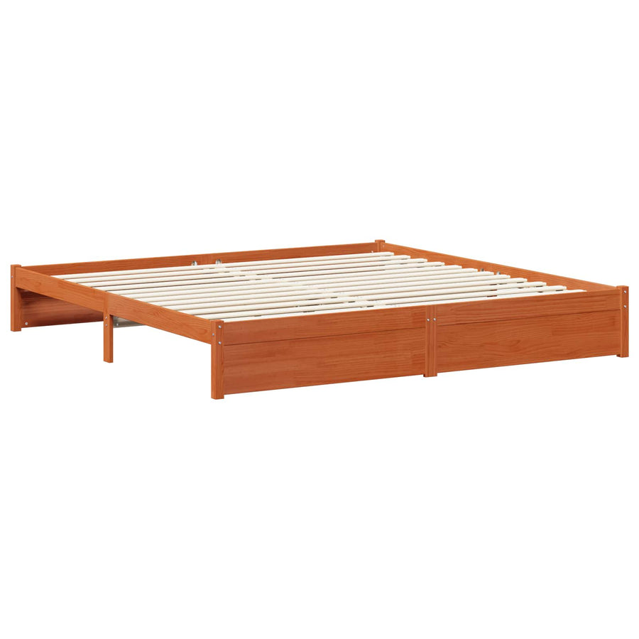 Bedframe met lade Wasbruin 200 x 200 cm Massief Vurenhout