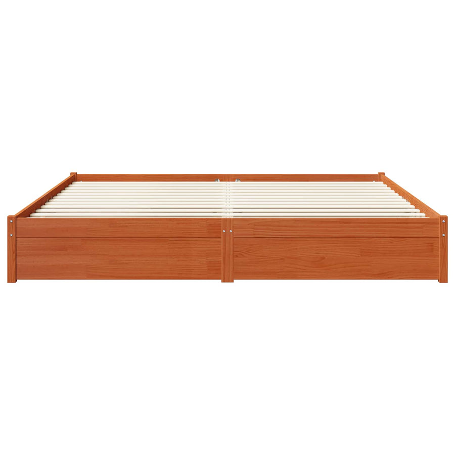 Bedframe met lade Wasbruin 200 x 200 cm Massief Vurenhout