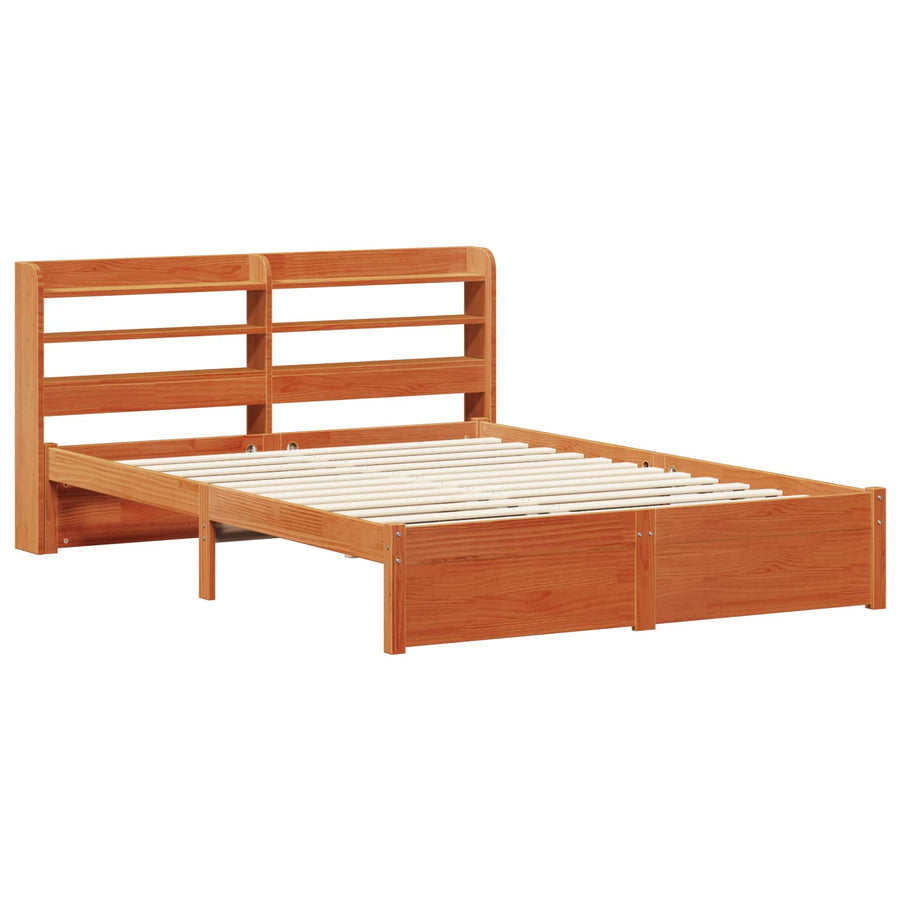 Bedframe met hoofdeinde 2 pcs Wasbruin Massief Vurenhout