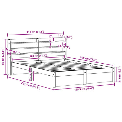 Bedframe met hoofdeinde 2 pcs Wasbruin Massief Vurenhout