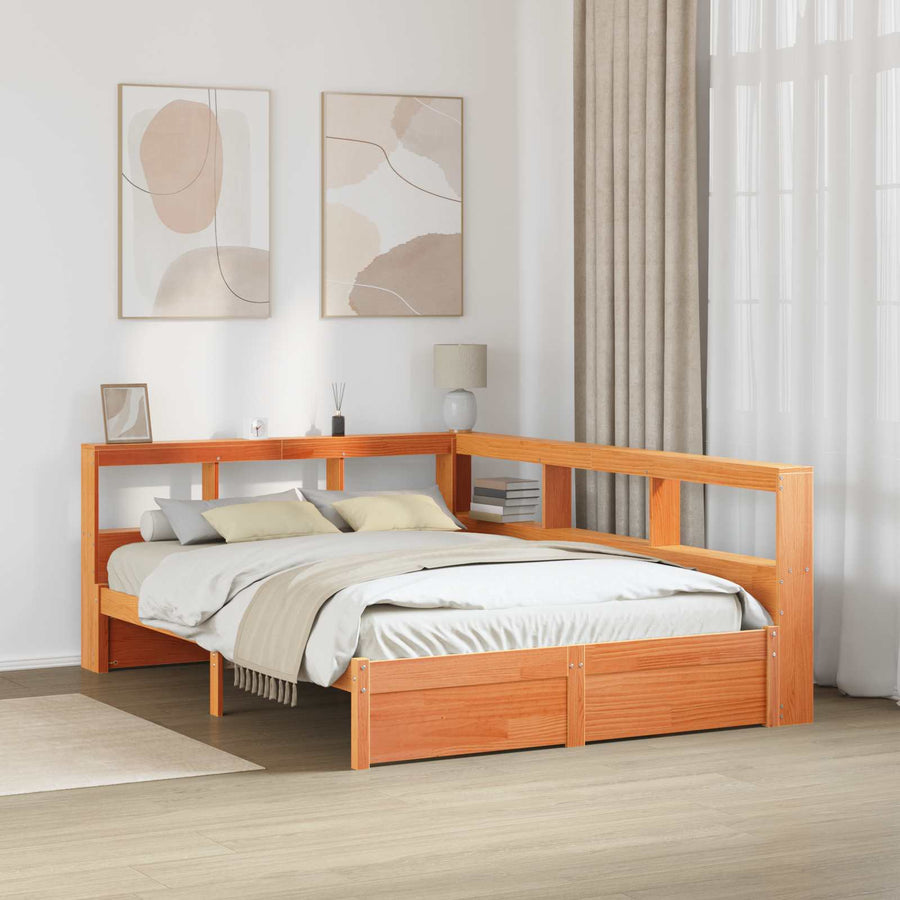 Boekenkast Bed 2 pcs Wasbruin 200 x 150 cm Massief Vurenhout