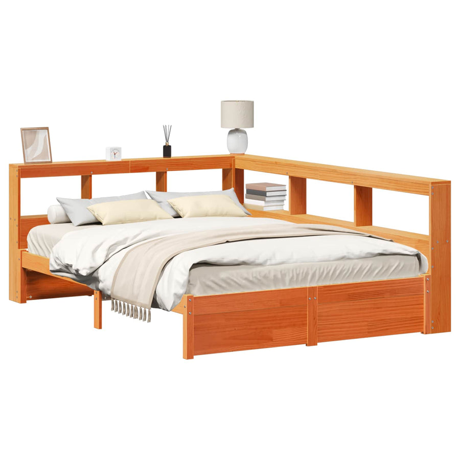 Boekenkast Bed 2 pcs Wasbruin 200 x 150 cm Massief Vurenhout