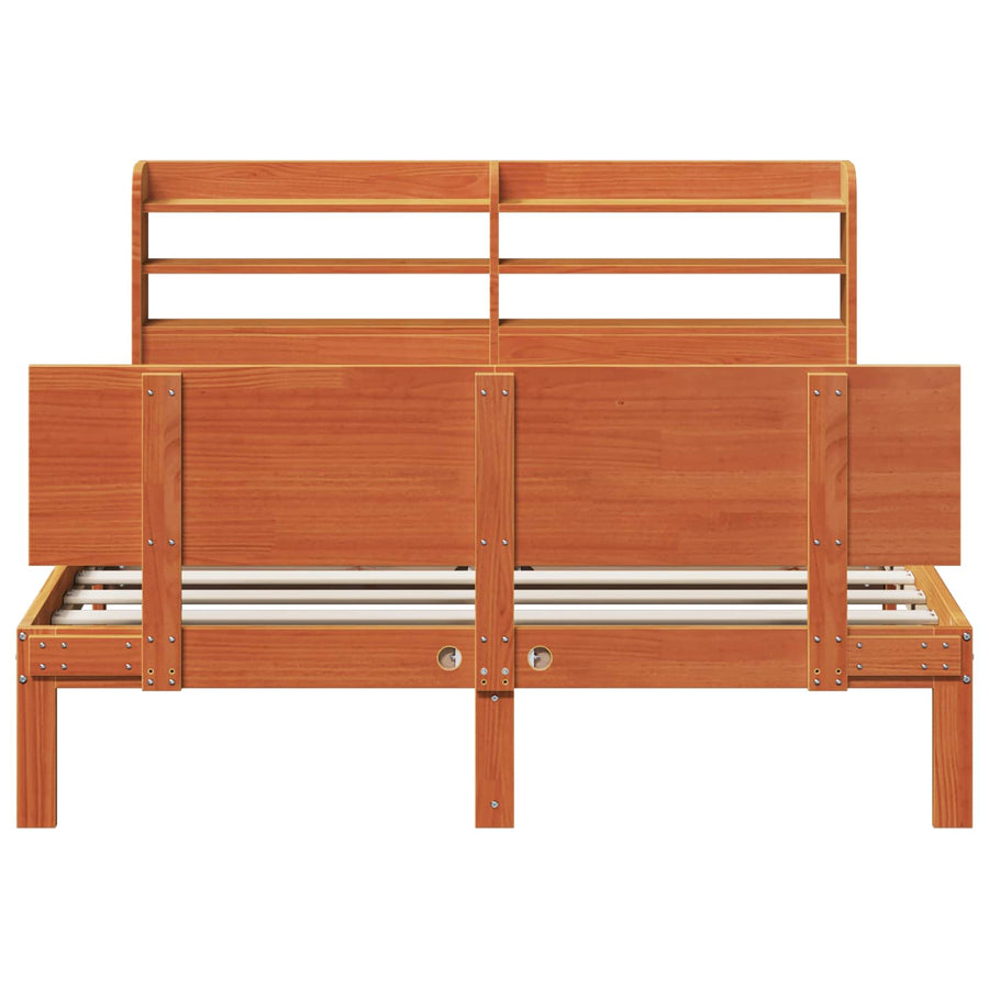 Bedframe met hoofdeinde 2 pcs Wasbruin Massief Vurenhout