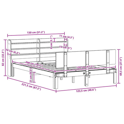 Bedframe met hoofdeinde 2 pcs Wasbruin Massief Vurenhout