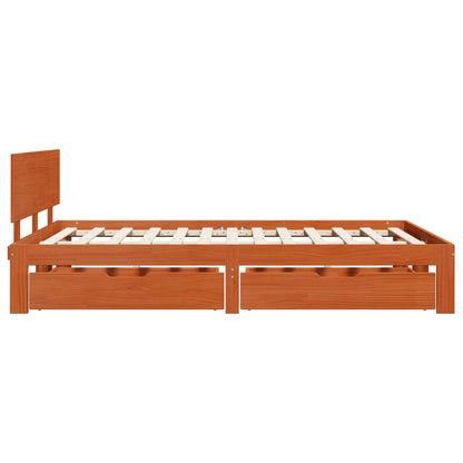 Bedframe met hoofdeinde 3 pcs Wasbruin Massief Vurenhout