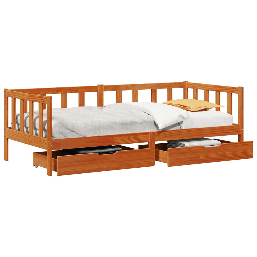 Slaapbank met hoofdeinde 3 pcs Wasbruin Massief Vurenhout