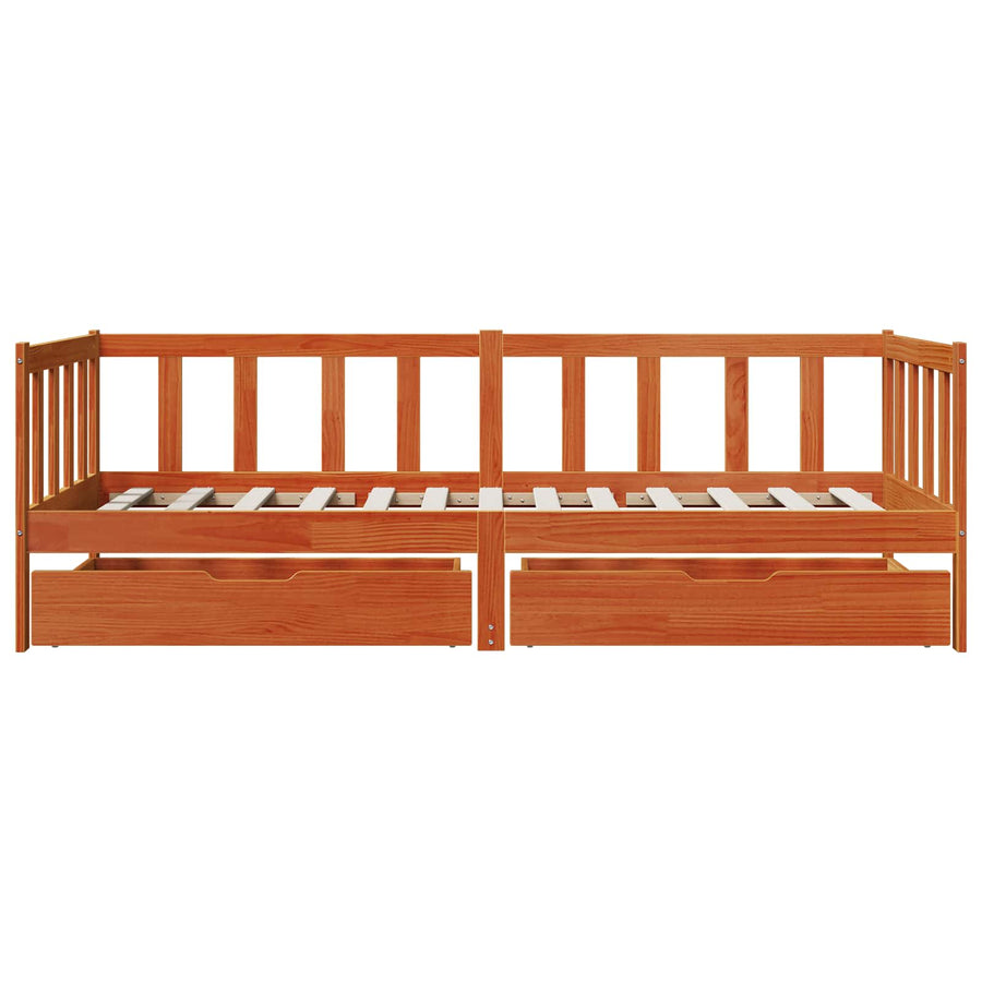 Slaapbank met hoofdeinde 3 pcs Wasbruin Massief Vurenhout