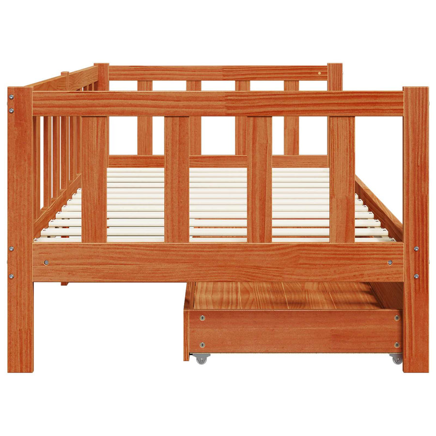 Slaapbank met hoofdeinde 3 pcs Wasbruin Massief Vurenhout