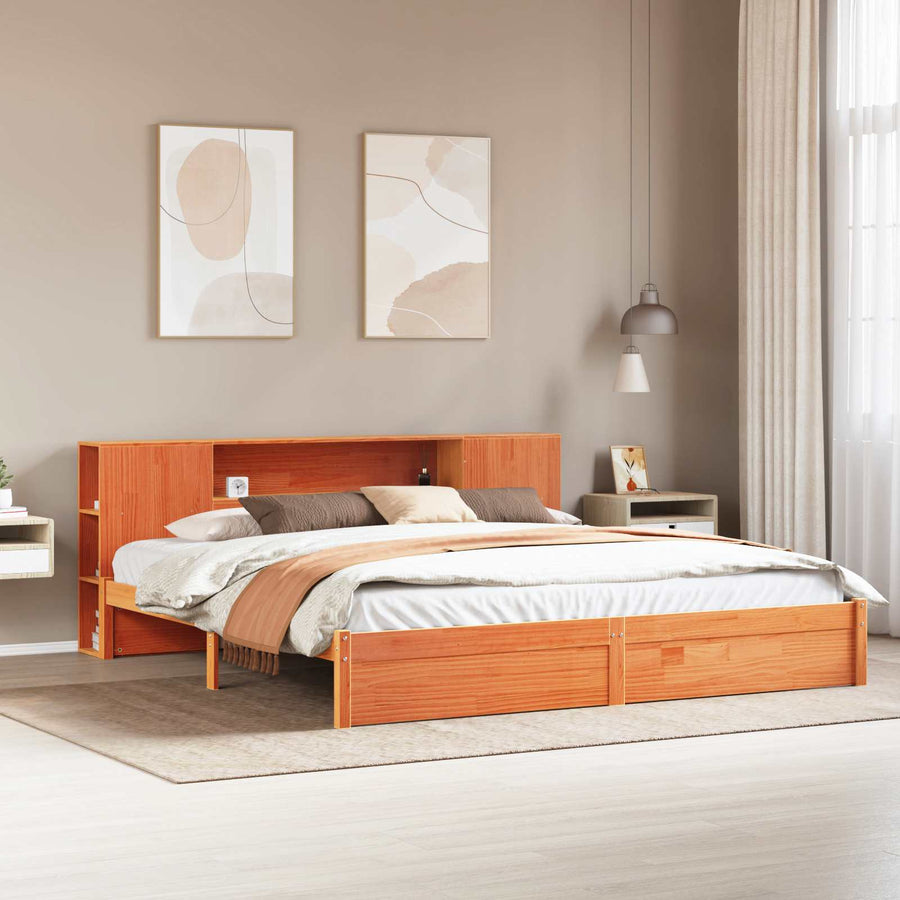 Boekenkast Bedframe Wasbruin 200 x 200 cm Massief Vurenhout