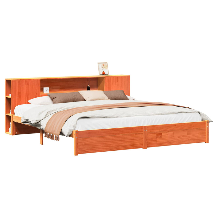 Boekenkast Bedframe Wasbruin 200 x 200 cm Massief Vurenhout