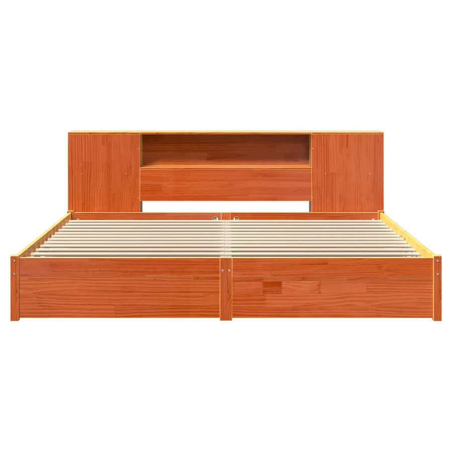 Boekenkast Bedframe Wasbruin 200 x 200 cm Massief Vurenhout
