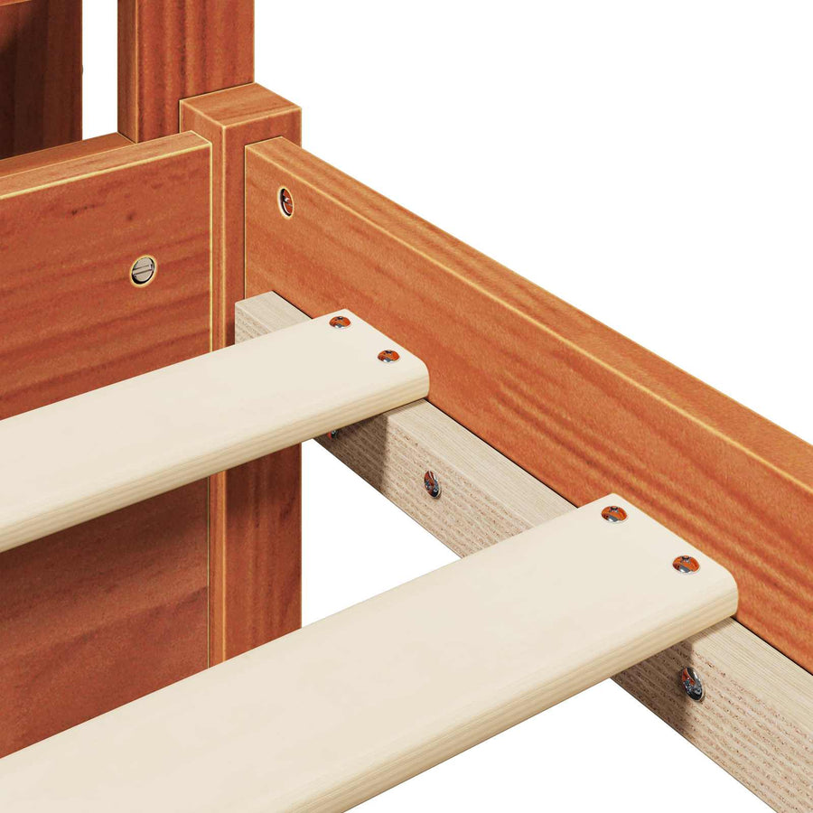 Bedframe met hoofdeinde 2 pcs Wasbruin Massief Vurenhout