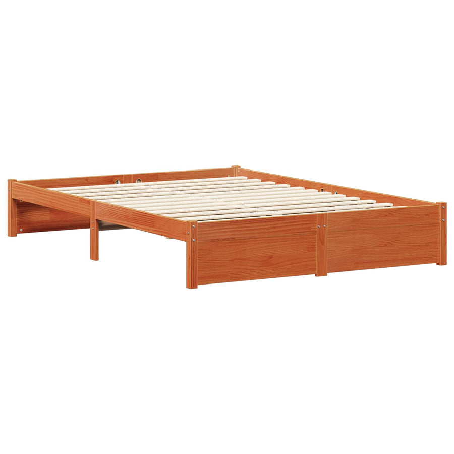 Bedframe met hoofdeinde 2 pcs Wasbruin Massief Vurenhout