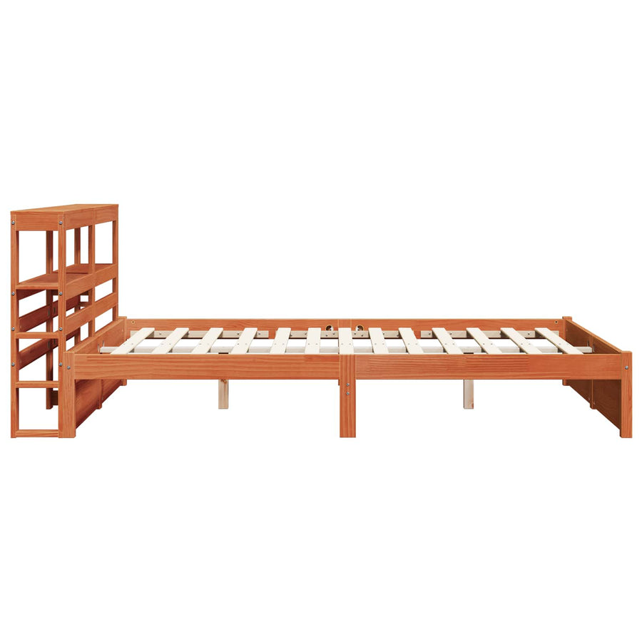 Bedframe met hoofdeinde 2 pcs Wasbruin Massief Vurenhout