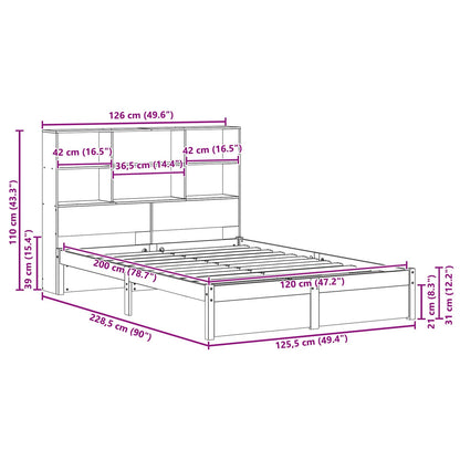 Boekenkast Bedframe Wasbruin 120 x 200 cm Massief Vurenhout