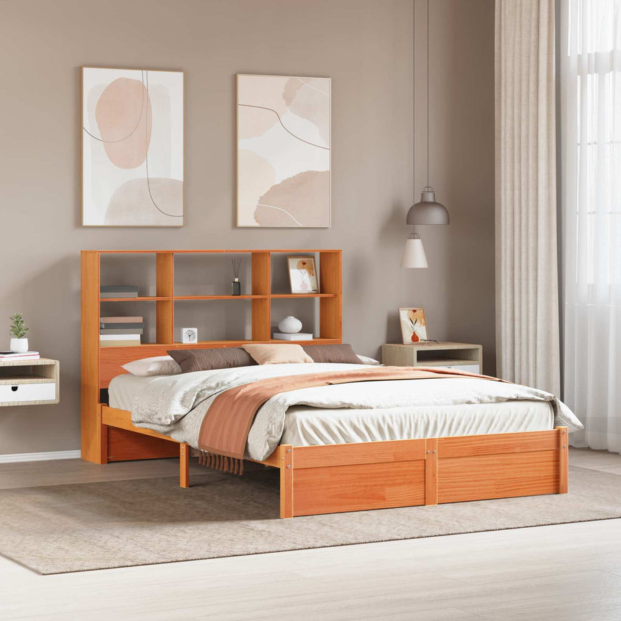 Boekenkast Bedframe Wasbruin 140 x 200 cm Massief Vurenhout