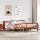 Bed frame with headboard 2 pcs Washed brown Solid spruce wood