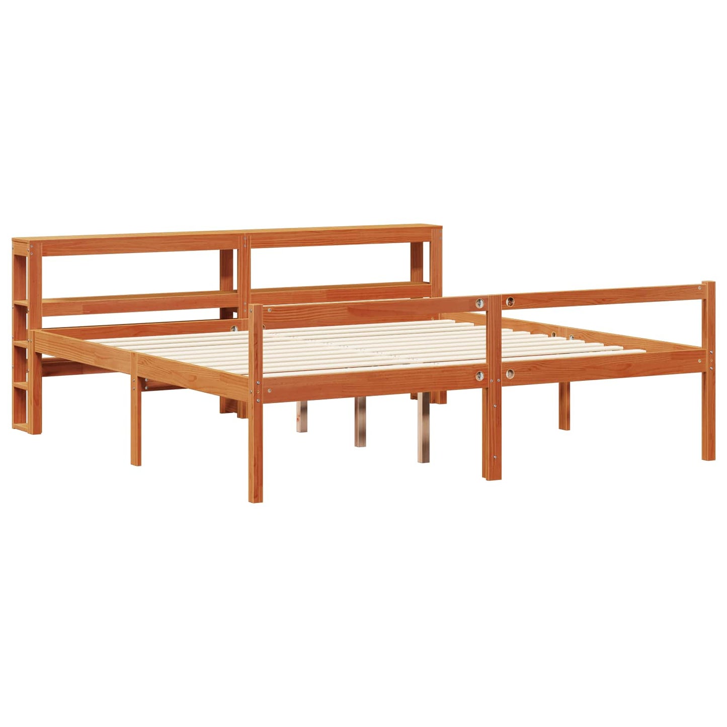 Bedframe met hoofdeinde 2 pcs Wasbruin Massief Vurenhout