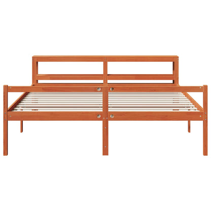Bedframe met hoofdeinde 2 pcs Wasbruin Massief Vurenhout