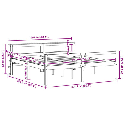 Bedframe met hoofdeinde 2 pcs Wasbruin Massief Vurenhout