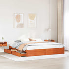 Bed frame with drawer Waxed Brown 180 x 200 cm Solid Spruce Wood