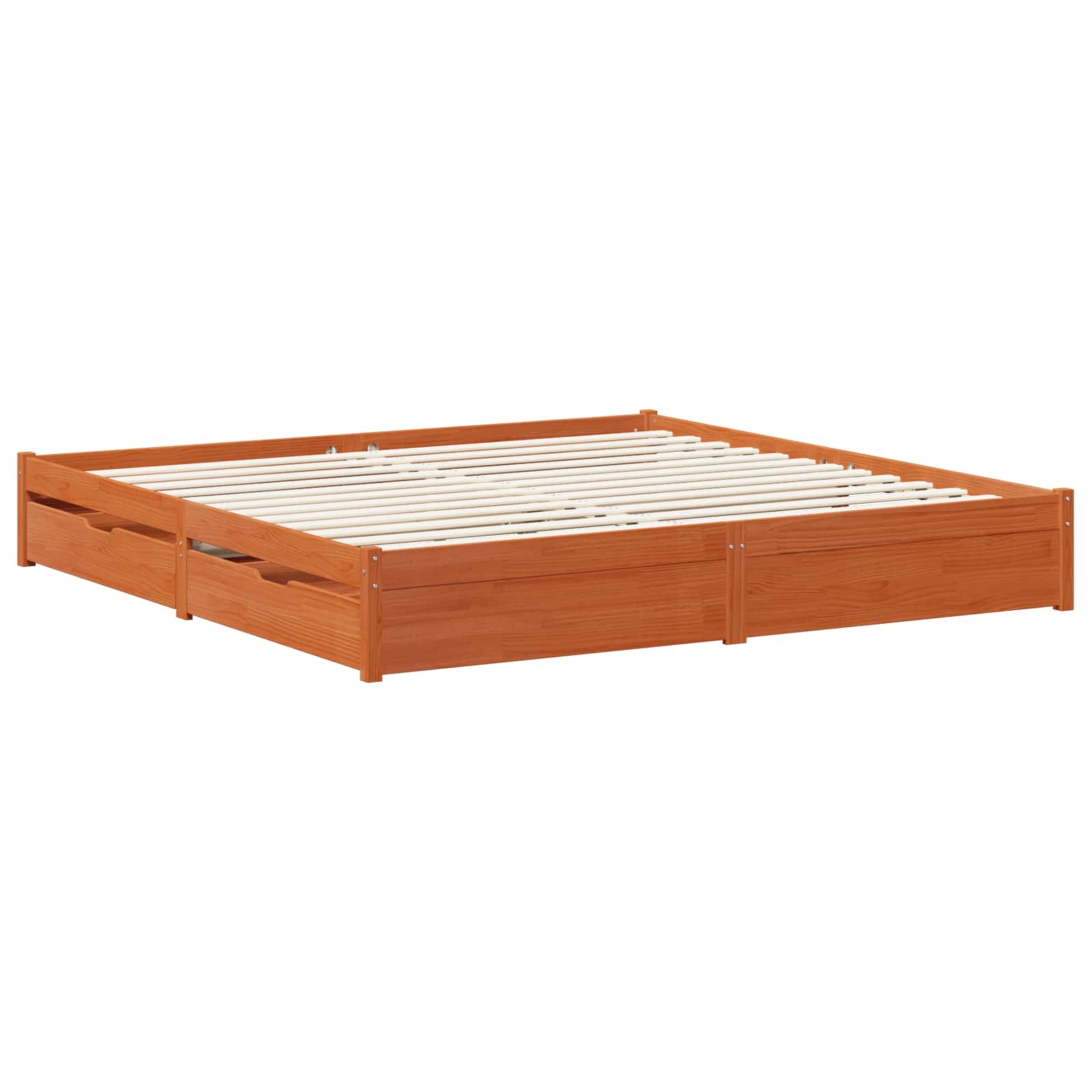 Bedframe met lade met opslag 3 pcs Wasbruin Massief Vurenhout
