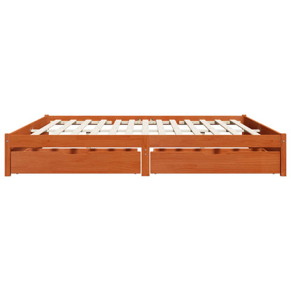 Bedframe met lade met opslag 3 pcs Wasbruin Massief Vurenhout