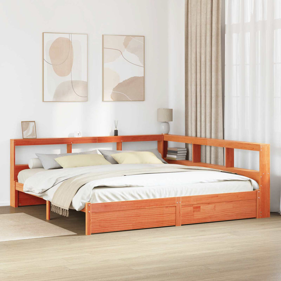 Boekenkast Bed 2 pcs Wasbruin 200 x 200 cm Massief Vurenhout