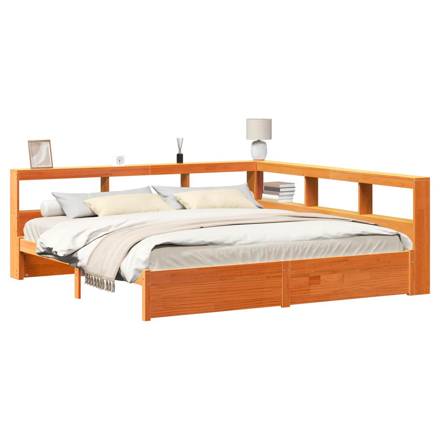 Boekenkast Bed 2 pcs Wasbruin 200 x 200 cm Massief Vurenhout