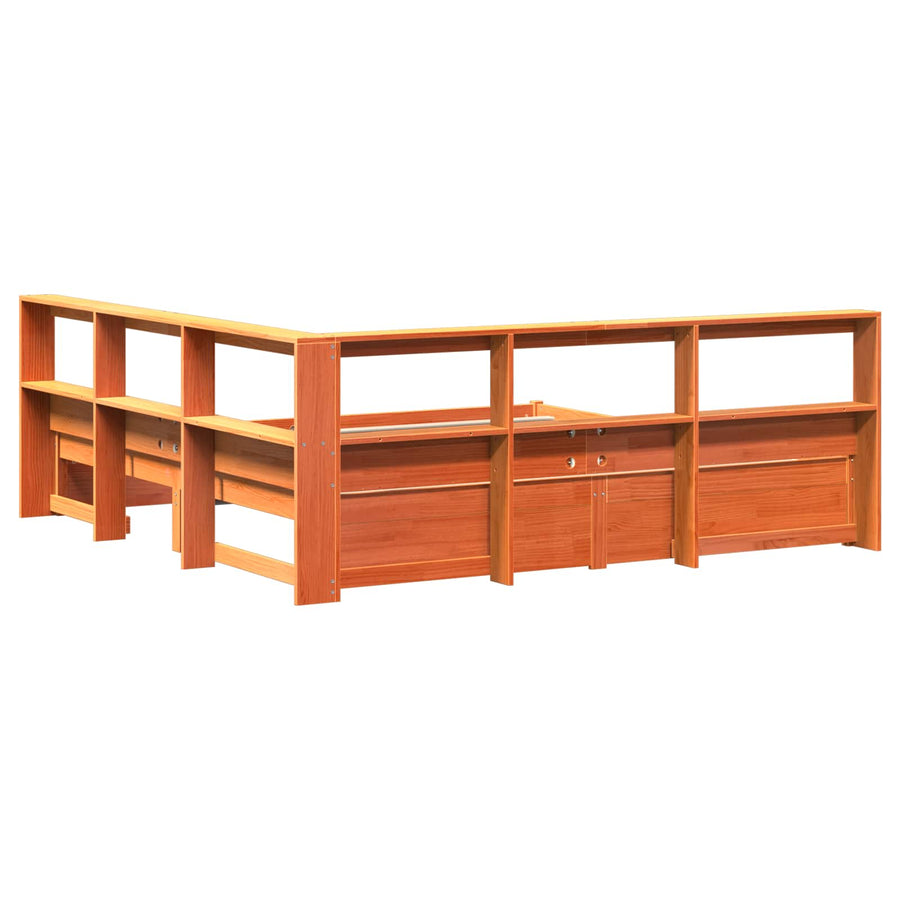 Boekenkast Bed 2 pcs Wasbruin 200 x 200 cm Massief Vurenhout