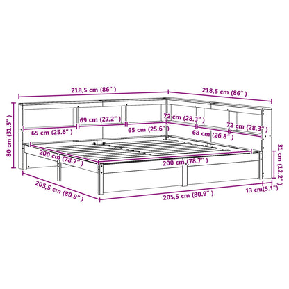 Boekenkast Bed 2 pcs Wasbruin 200 x 200 cm Massief Vurenhout