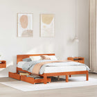 Bed frame with headboard 3 pcs Washed brown Solid Spruce Wood