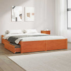 Bed frame with drawer Waxed Brown 160 x 200 cm Solid Spruce Wood