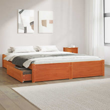 Bedframe met lade Wasbruin 160 x 200 cm Massief Vurenhout