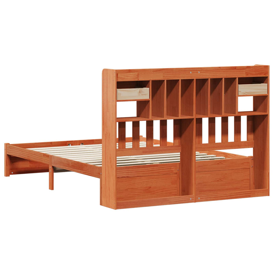 Boekenkast Bedframe met hoofdeinde 2 pcs Wasbruin 200 x 160 cm