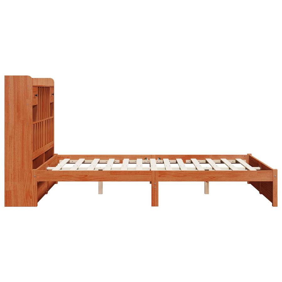 Boekenkast Bedframe met hoofdeinde 2 pcs Wasbruin 200 x 160 cm