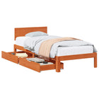 Bed frame with headboard 3 pcs Washed Brown Solid Spruce Wood