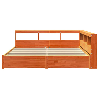 Boekenkast Bed 2 pcs Wasbruin 200 x 180 cm Massief Vurenhout