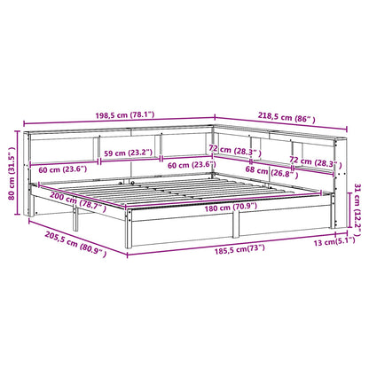 Boekenkast Bed 2 pcs Wasbruin 200 x 180 cm Massief Vurenhout